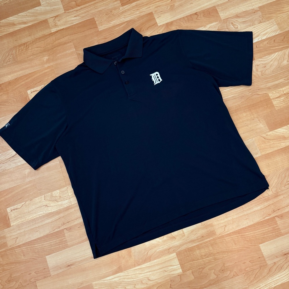 Antigua Detroit Tigers MLB Polo Shirt Mens XL Navy Blue Performance Short Sleeve